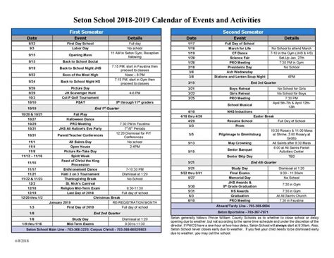 Seton Hill Academic Calendar